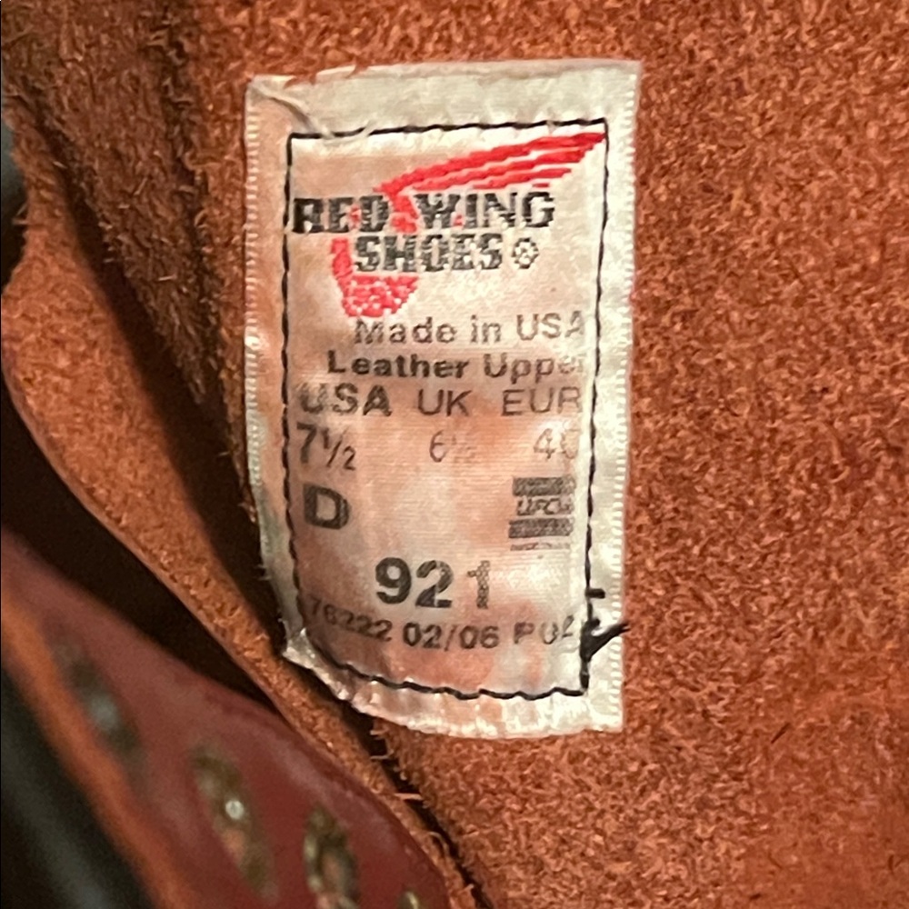 🥾 Red Wing 921 Lineman Logger Boots — Oxblood Beast — USA Made — Sz 7.5D — 9W - Picture 6 of 6